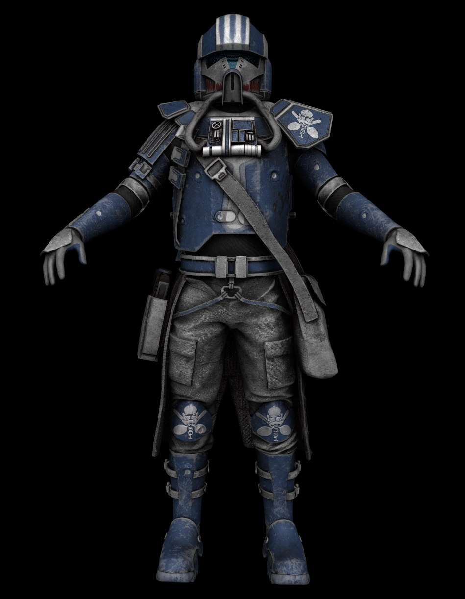 Blue Jetpack armor — front view